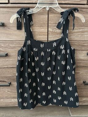 Sonoma Black Tie-Shoulder Camisole with Ivory Dash Print